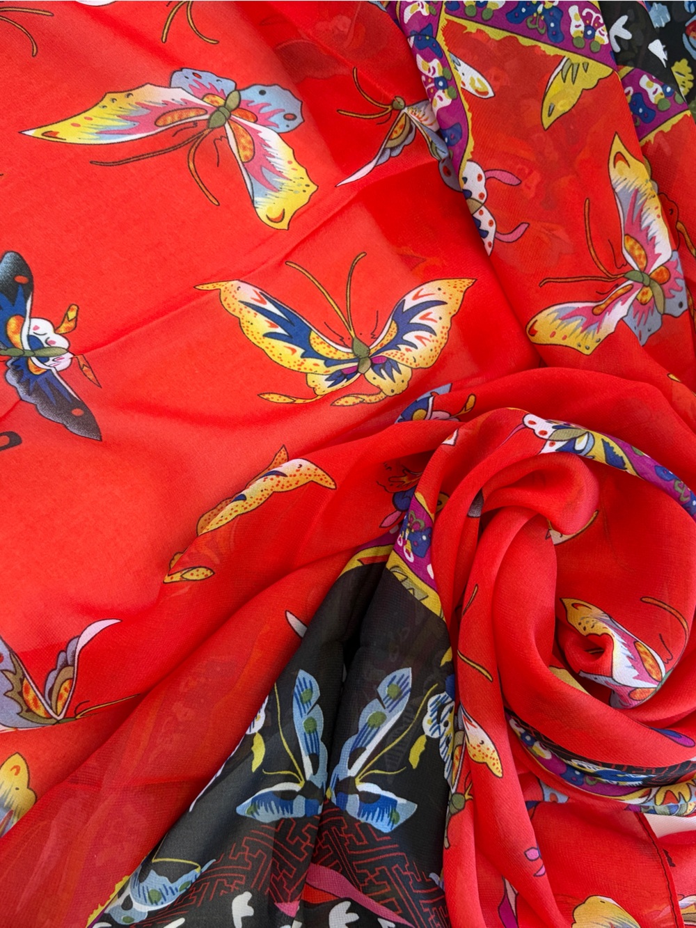 NWT Beach Wrap Scarf Dress Skirt Kimono Size 72x55 Butterfly Floral Oversized